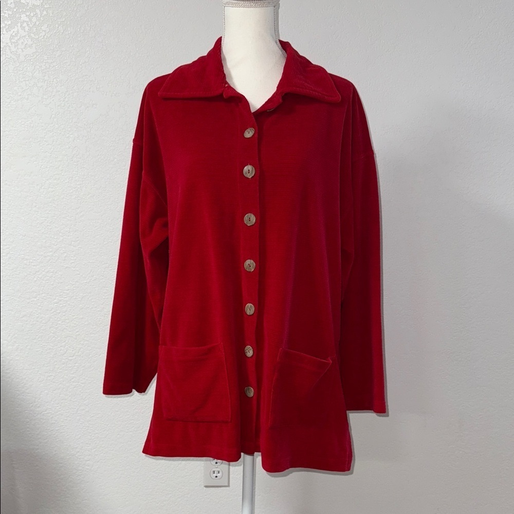 ZACK Red Button-Up Cardigan L